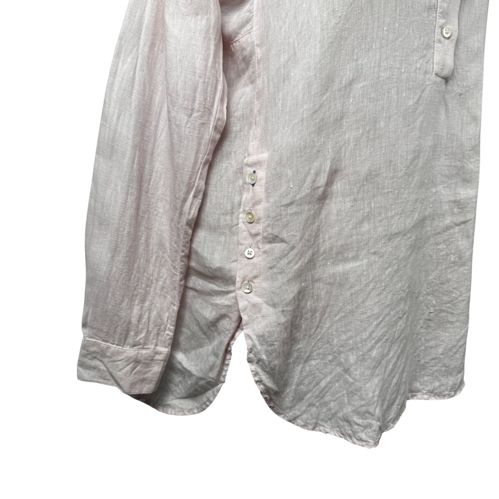 J McLaughlin Linen Shirt Womens Size S Popover Pink Long Sleeve Casual Top - Picture 4 of 15
